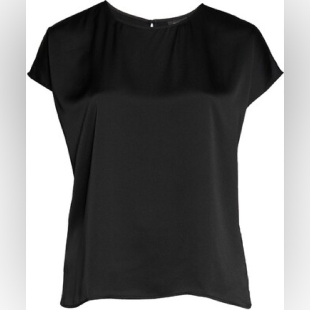 Halogen Cap Sleeve Satin Black Women's Top